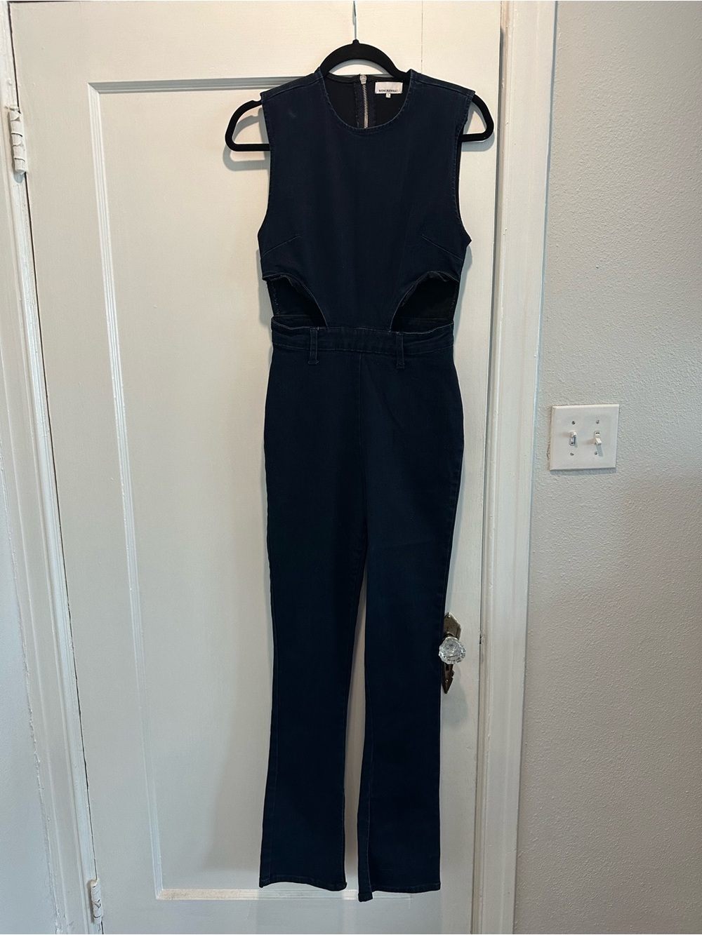 WeWoreWhat Denim Jumpsuit with cutouts